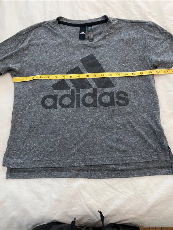 adidas Grey Crewneck Tee with Black Logo - Image 6