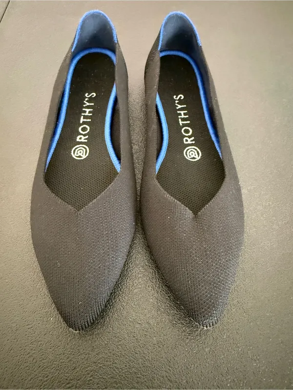 Women's Black Pointed Knit Flats 8.5 - Image 8