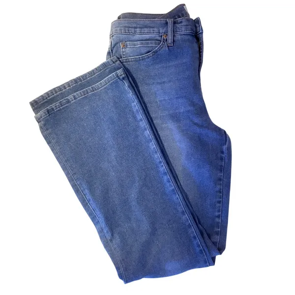 Nicole Miller Soho Bootcut Jeans Womens 8 Blue Excellent Floral Embroidered High - Image 8