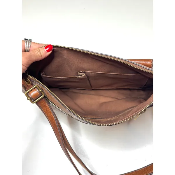 Fossil Medium Kinley Brown Leather Crossbody Purse - Image 8