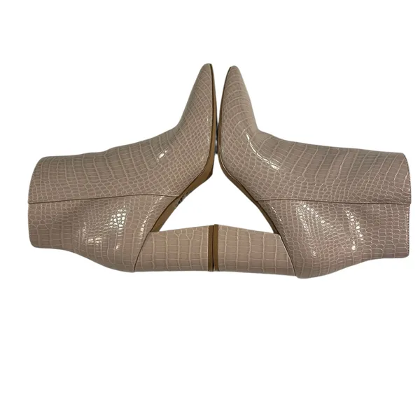 Express Crocodile Taupe Embossed Ankle Boots Booties High Block Heel Women 8 - Image 7