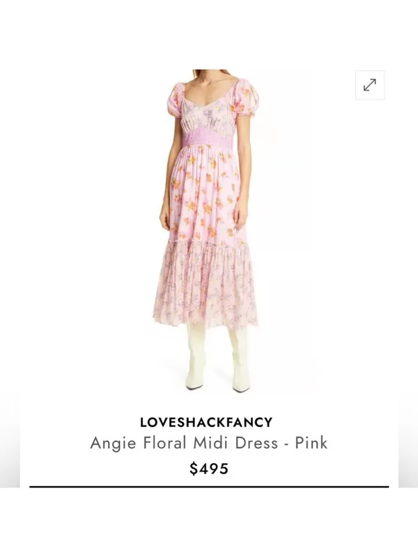 Love Shack Fancy Angie floral Midi Dress size 8 - Image 3