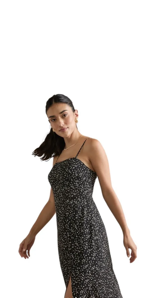 Francesca’s Miami Xs Michelle Side Slit Heart Print Strappy Midi Dress in Black - Image 2