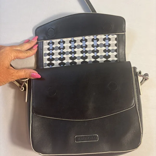 Vera‎ Bradley Twice As Nice Crossbody Bag Black Python Flap Faux Leather Purse - Image 4