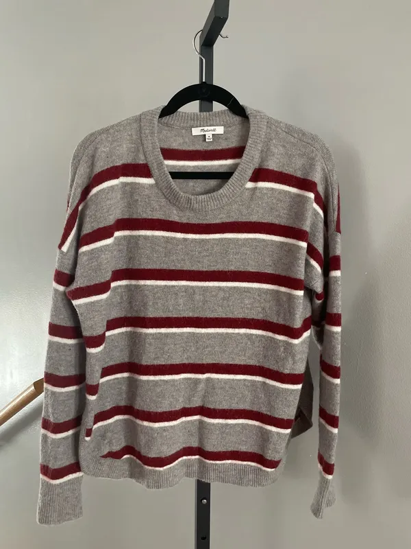 Madewell Wool Alpaca Blend Stripe Crew Neck Sweater Size Medium - Image 2