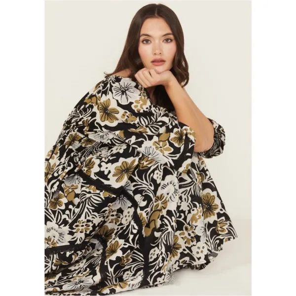 Free People Printed Dixie Maxi Dress in Black Combo XS - Image 9