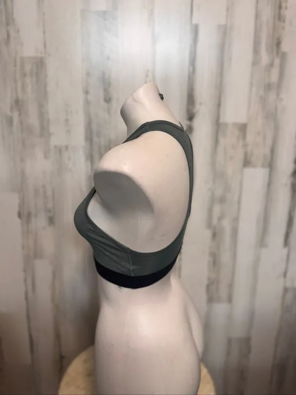 Nike Dri-FIT Racerback Sports Bra Heather Charcoal Grey Swoosh Womens Medium - Image 6
