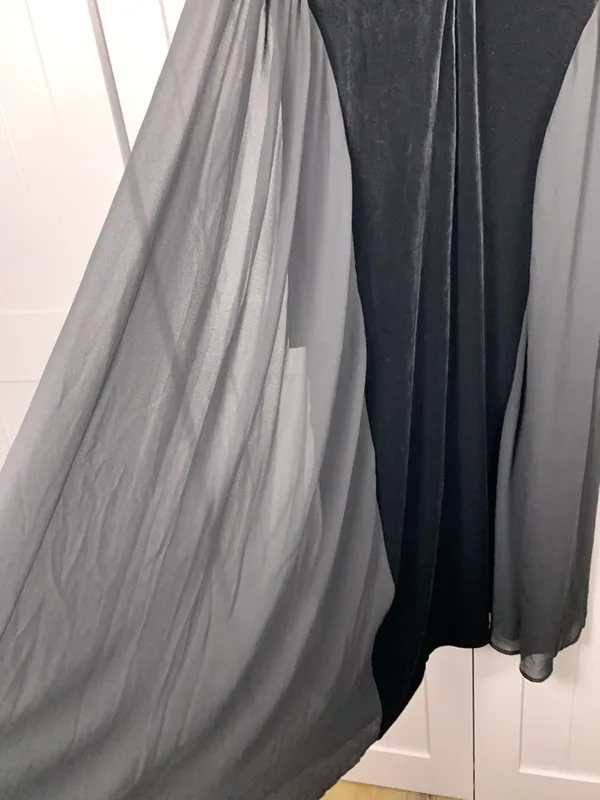NOTUS Evening Gown Womens M Black Velvet Sheer Maxi Dress Formal Holiday NWT - Image 4