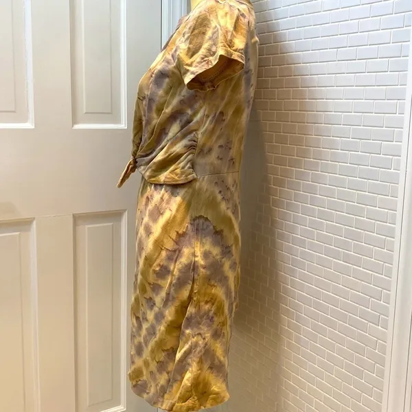 Anthropologie Maronie 💯 cotton tie dye tan/lavender tee shirt dress. Size M NWT - Image 3