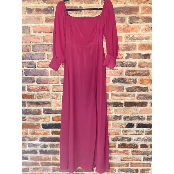 NWOT Lulu's Feel the Romance Burgundy Off-the-Shoulder Maxi Dress Women's Small - Image 3