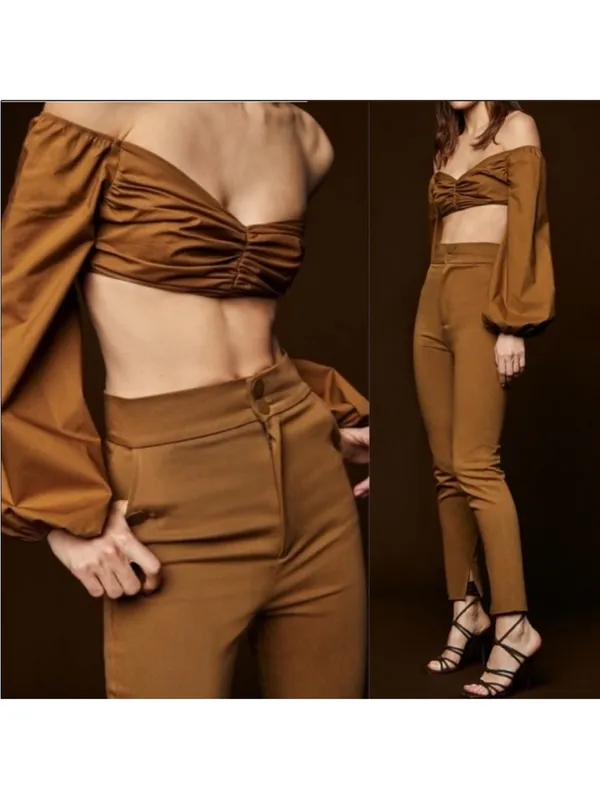 Zara Studio Collection Draped Crop Top - Image 4