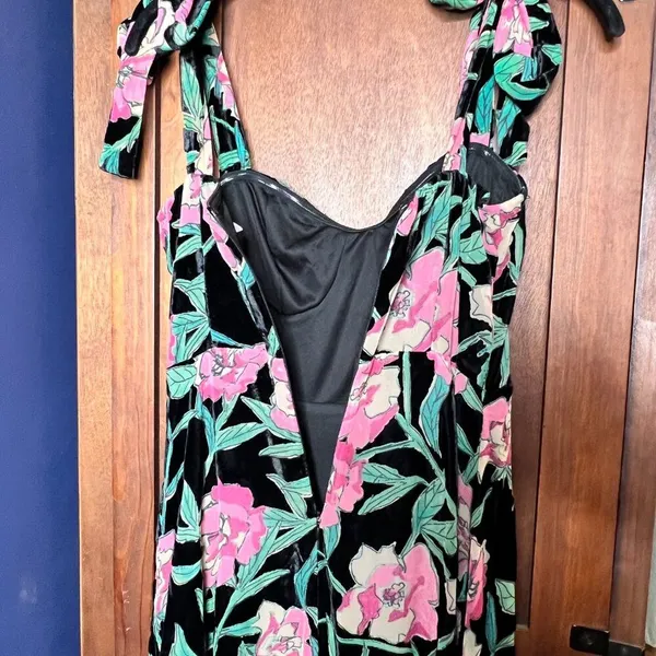 Lulus Lucious Glorious Garden Black Floral Burnout Velvet Maxi Cottage Dress S - Image 6