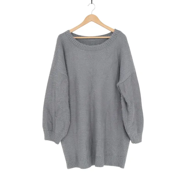 Sweater Womens XL Charcoal Gray Drop Shoulder Long Sleeve Round Neck Pullover - Image 2