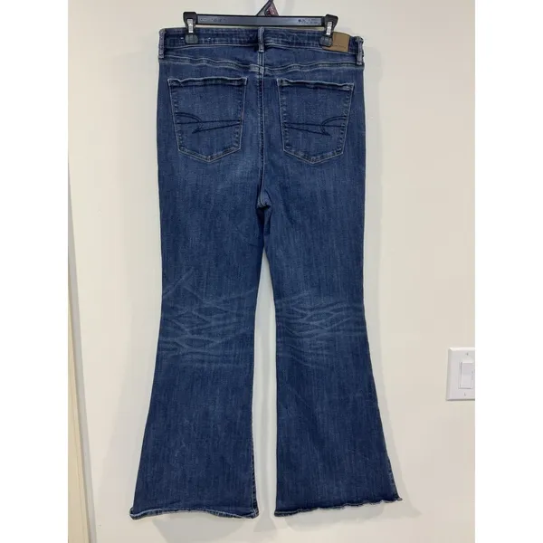 American Eagle Hi Rise Stretch Bootcut Flare Jeans Women's 14x29 Blue Dark Boho - Image 4