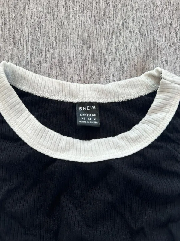 Ribbed Black White Tank Top Size XS - Image 2