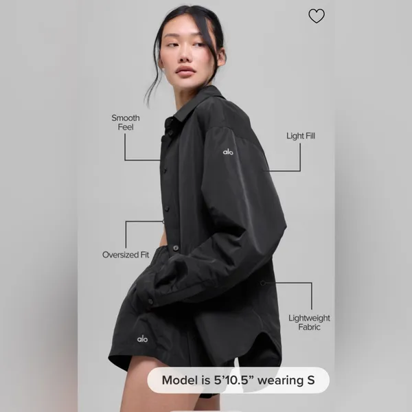 ALO Yoga NWT Socialite Shacket Jacket in Black Oversized Fit with Pockets Size M - Image 2