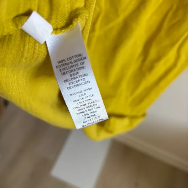 Loft NWOT Women's Yellow LOFT Crochet Trim Neckline Cotton Top Size L - Image 4