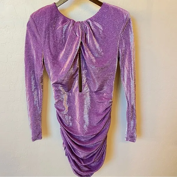 Michael Costello x REVOLVE Davey mini dress, backless, keyhole front, ruched, M - Image 2
