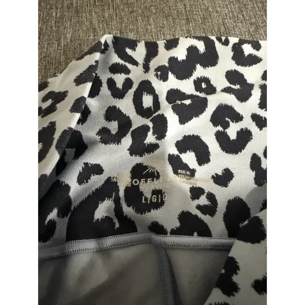 Aerie Offline Women's Real Me Leopard Crossover 7/8 Leggings High Rise Sz L - Image 12
