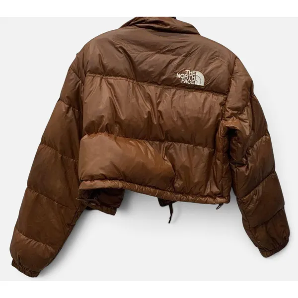 The North Face Nuptse Short Puffer Jacket Womens S Brown 700 Fill Cropped Down - Image 2