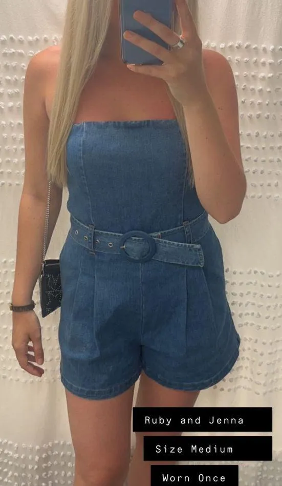 Ruby and Jenna - Olivaceous Denim Romper - Image 15
