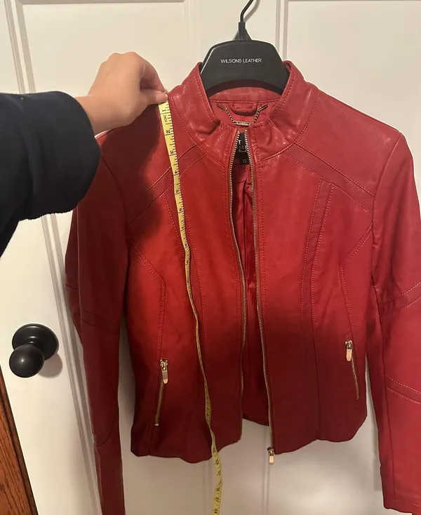 Red Faux Leather Jacket XS Extra Small - Image 4