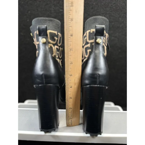GUESS Women's Grows-R Ankle Boots Knit Logo‎ Platform Black/Tan Size 7.5M - Image 8