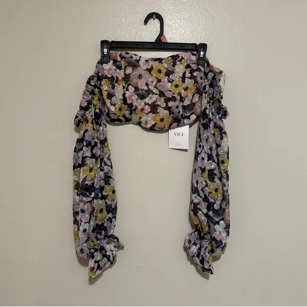 Vici Floral Off the Shoulder Corset Top Size Medium NWT - Image 2