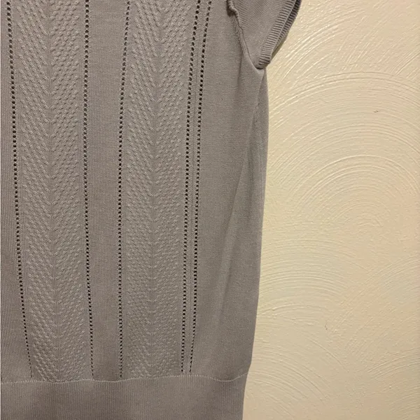 Banana Republic Gray Knit Flutter Sleeve Sweater Top Size L - Image 7
