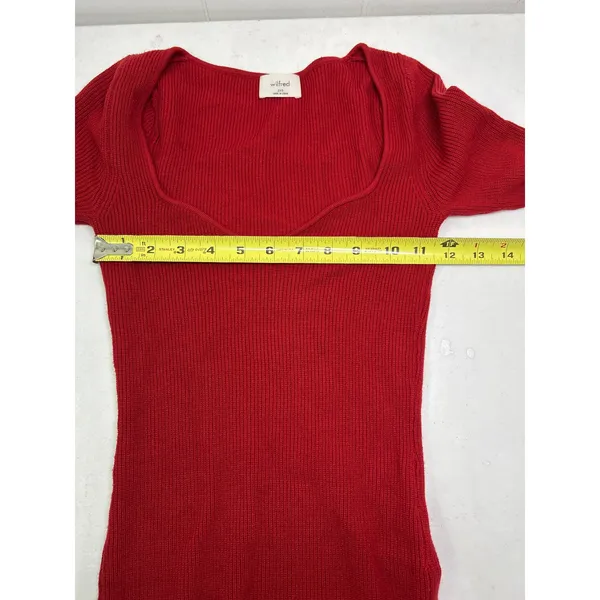 Aritzia Wilfred Tuscany Bodycon Ribbed Midi Dress in Red. Size XXS - Image 6