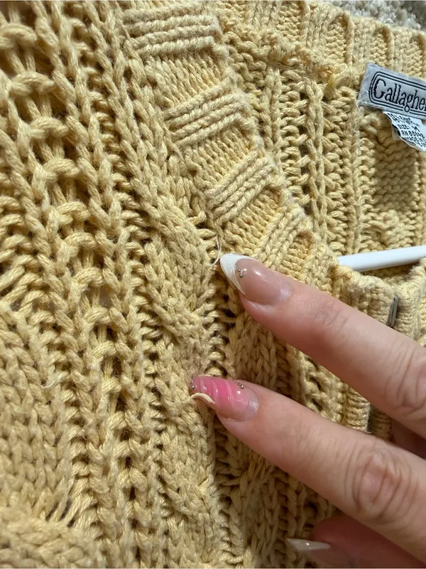 Vintage Gallagher cable knit cardigan zip sweater ramie cotton fisherman grandpa - Image 4