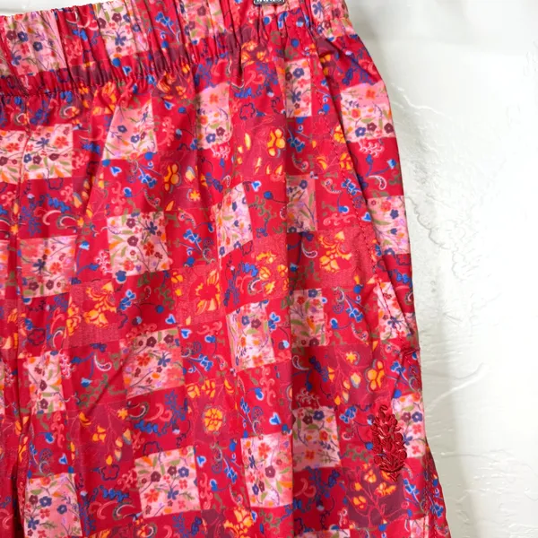 NEW FP Movement Free People Game Day Meadow Red Patter Printed Barrel Leg Pants - Image 7