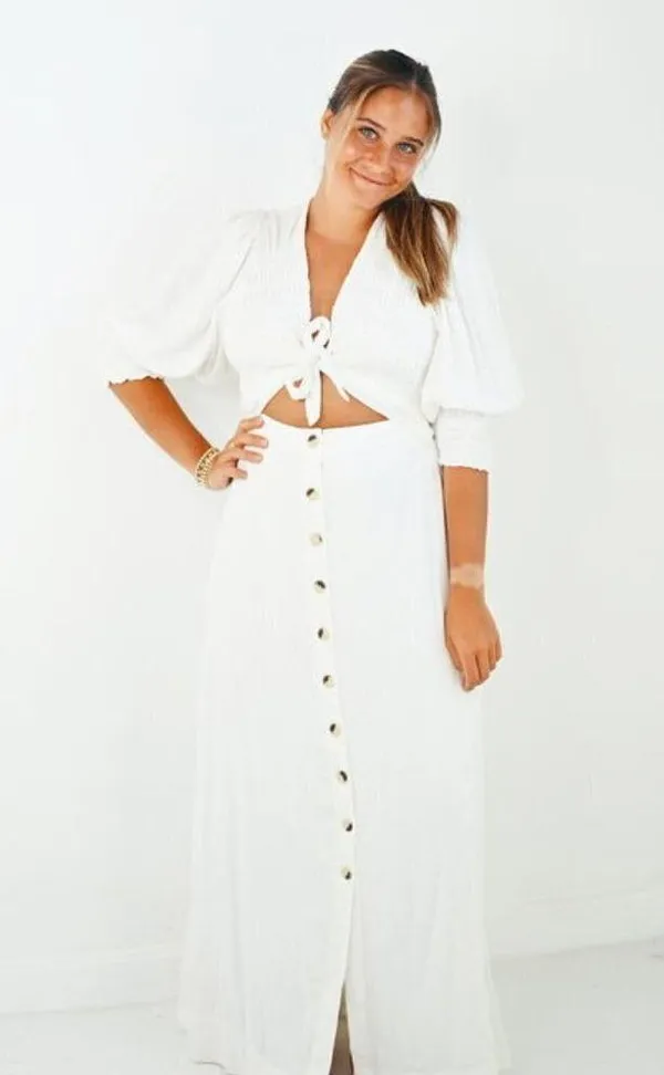 FREE PEOPLE String of Hearts Cutout Maxi Dress in White Size X-Small - Image 11