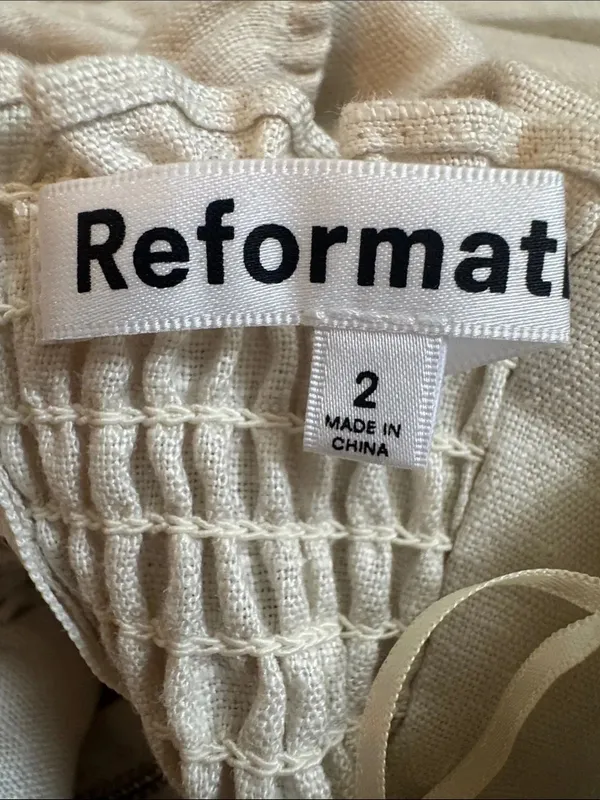 Reformation Barrington Linen Dress in cream 2 NWT - Image 5