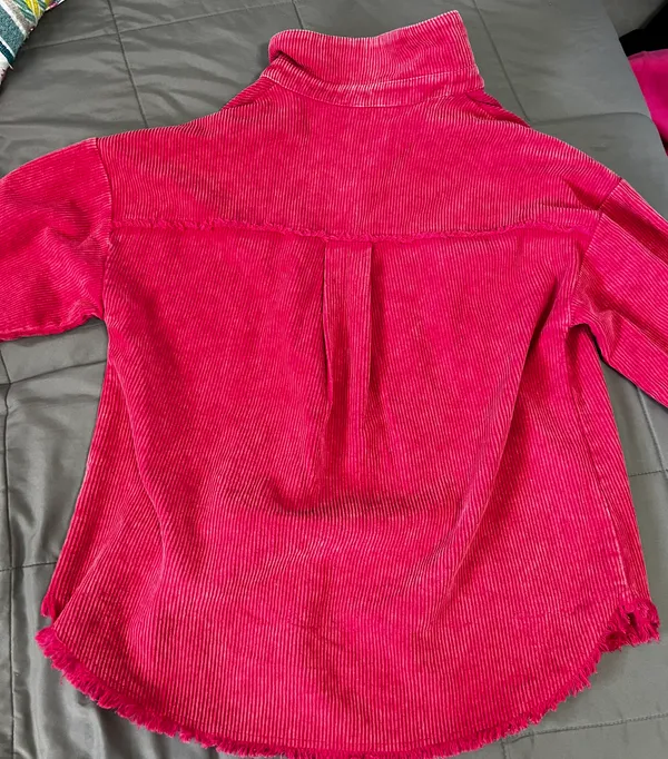 Boutique Corduroy Flannel Jacket Pink Size M - Image 3