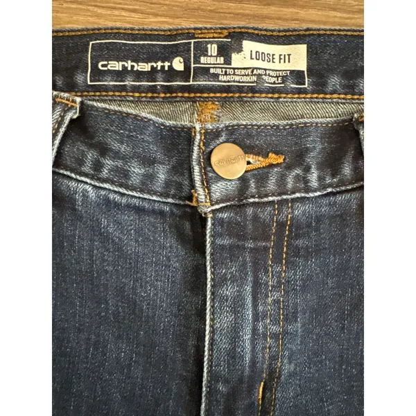 Carhartt Rugged Flex Loose Fit Jeans Dark Wash Denim BD2731-W Womens Size 10 - Image 2