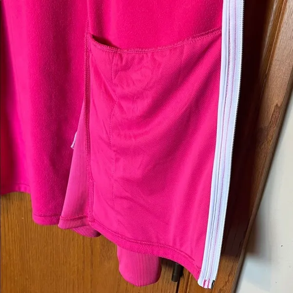 FOOTJOY Fleece Jacket‎ Women Medium Hot Pink Asymmetrical Zip Thumbholes Golf - Image 7