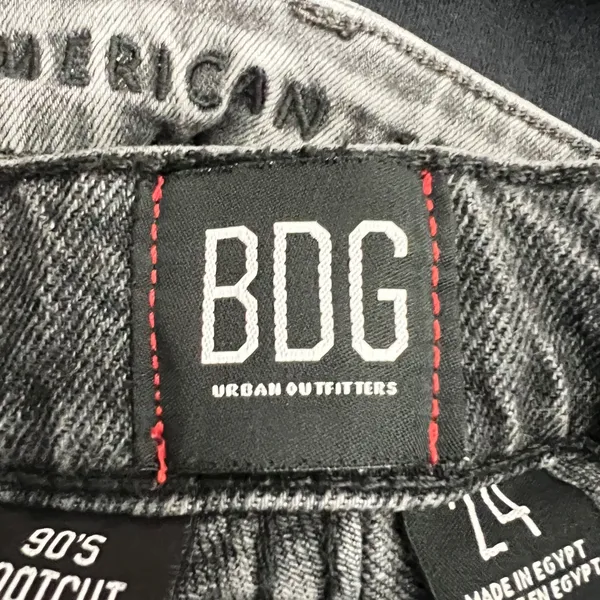 1240 | BDG 90s Bootcut‎ High Waisted Raw Hem Grunge Jeans Washed Black Women 24 - Image 5