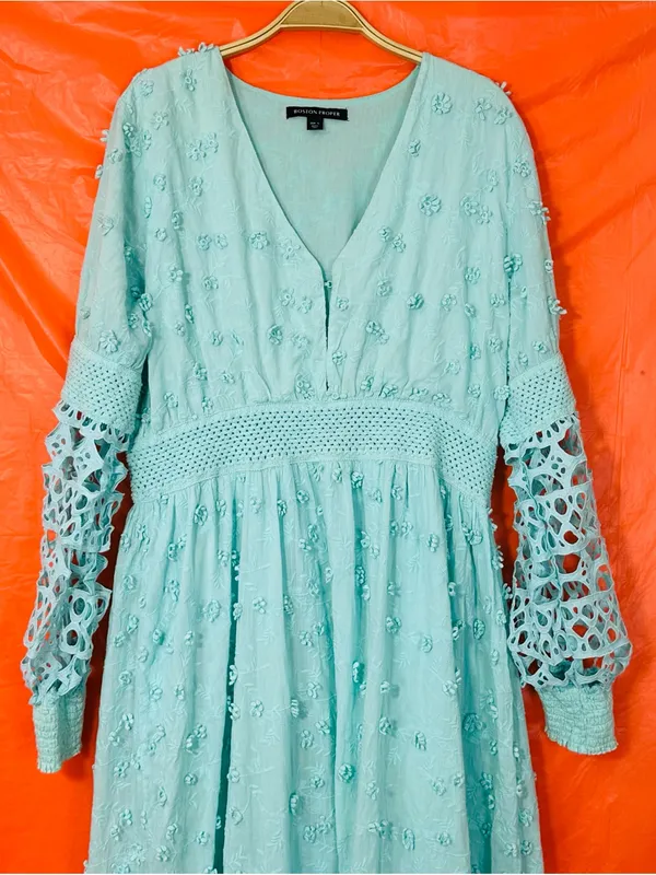 Boston Proper Mint Blue Embroidered Maxi Dress - Image 4