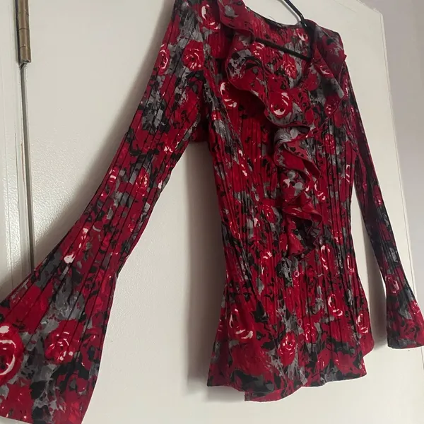 Women's Black and Red Blouse Y2K Vintage Size PL - Image 4