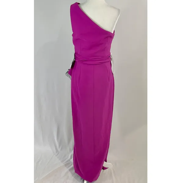 JS Collections New Hayley One Shoulder Column Evening Gown Cerise Black - Image 15