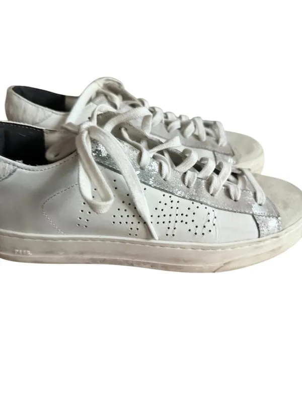 P448 Women’s White Leather Sneakers Size 38 / US 8 - Image 8