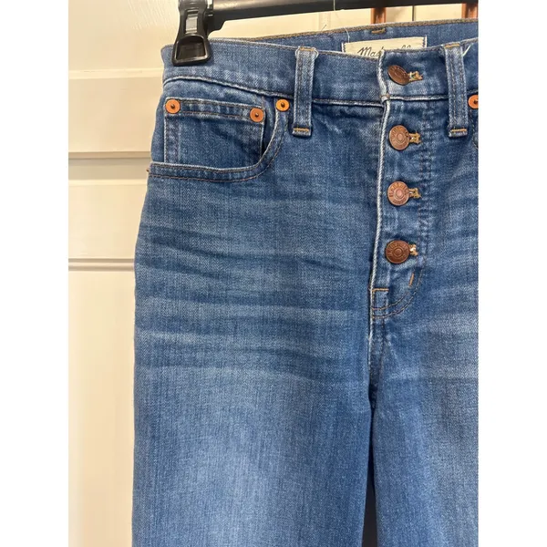 Madewell Womens Button slim Wide Leg crop size 23 Denim Jeans Medium Wash casual - Image 3