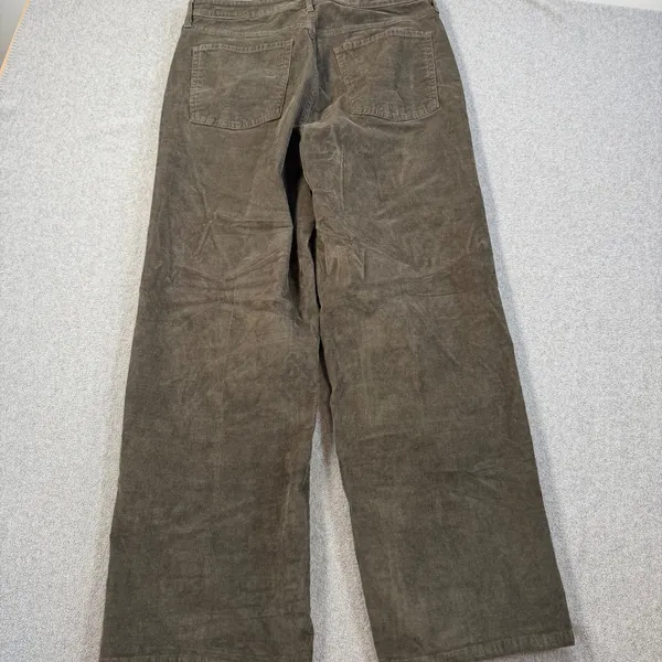 Old Navy Women's 12 Extra High Rise Sky-Hi Wide Leg Corduroy Pants Olive Brown - Image 9