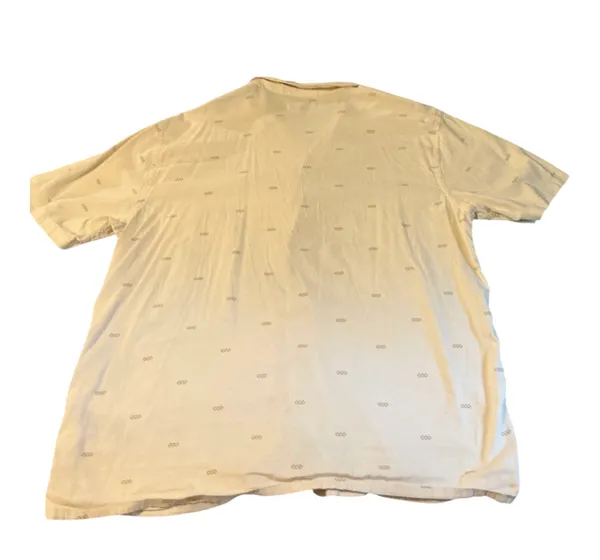 Old Navy Men’s XL Short Sleeve Camp Collar Button Up Shirt Cream Geometric Diamond Print - Image 2