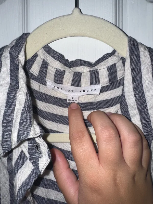 Striped Linen Button Down Gray - Image 2