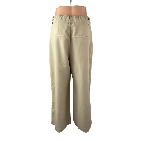 Abercrombie & Fitch Women's Beige Pleated High Rise Wide Leg Trousers Pants M - Image 4