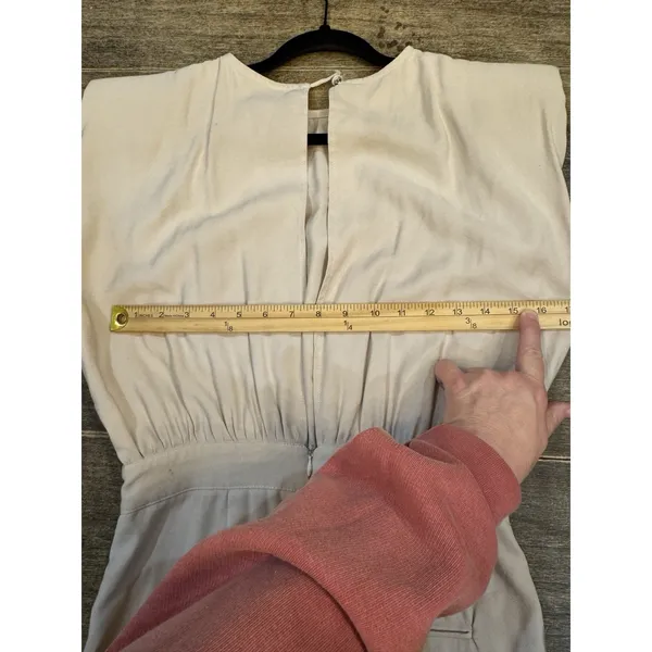 Nonchalant‎ Label Josie Jumpsuit In Oat Size Small Square Shoulder Pleated - Image 9