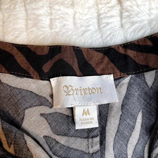 BRIXTON Helena Midi Skirt High Waist Black‎ Brown Zebra Animal Print Medium M - Image 6