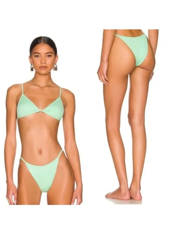 NWT Peixoto Glow Bomba Tinga Bikini Bottom XS Mint Ribbed Triangle Swimsuit - Image 3